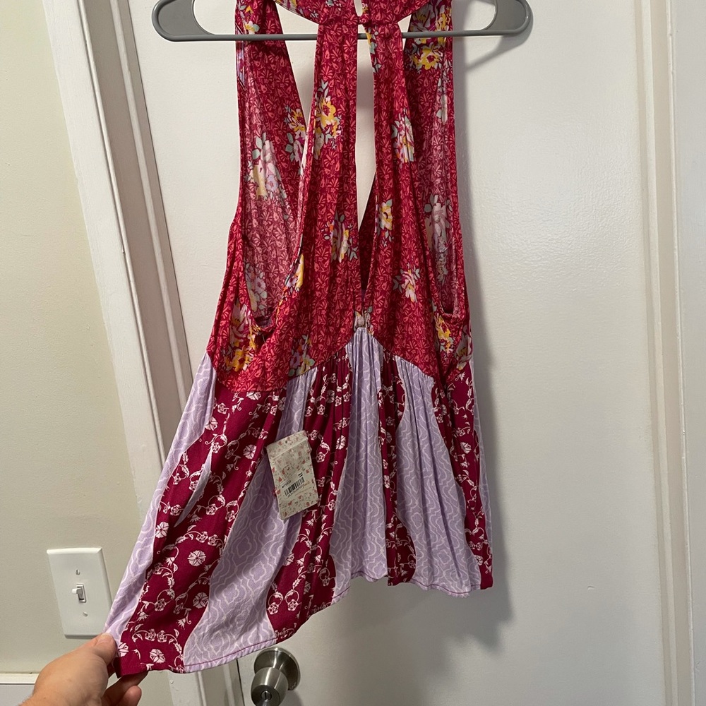 Free People Ob764001 Raspberry Combo Halter Top - Picture 4 of 5